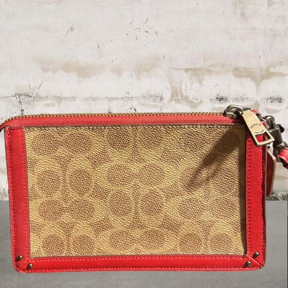 Coach Dreamer Signature Red Clutch Wristlet - Picture 4 of 8